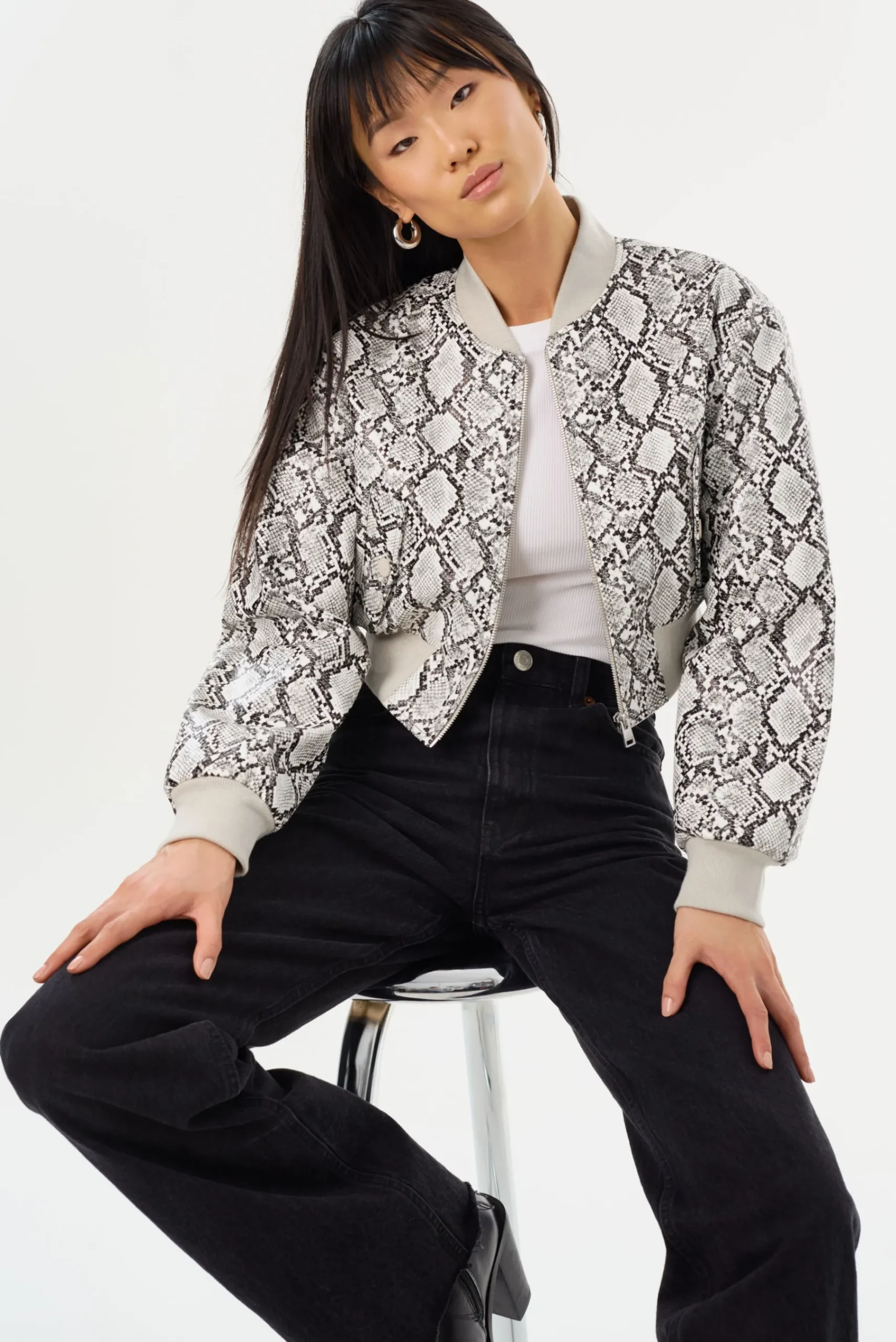 Femme LAMARQUE EVELIN | Bomber Court En Similicuir