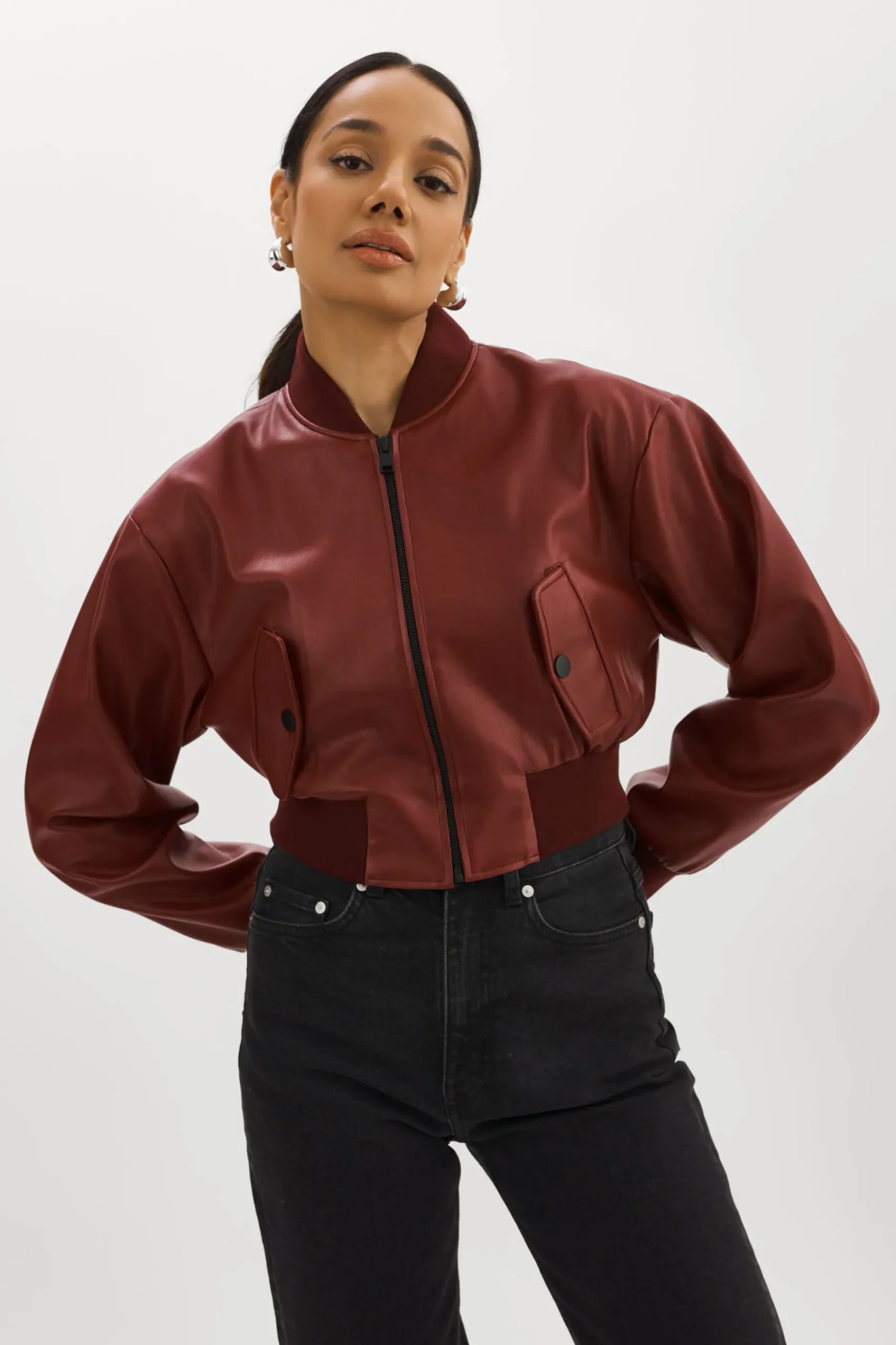 Femme LAMARQUE EVELIN | Bomber Court En Similicuir
