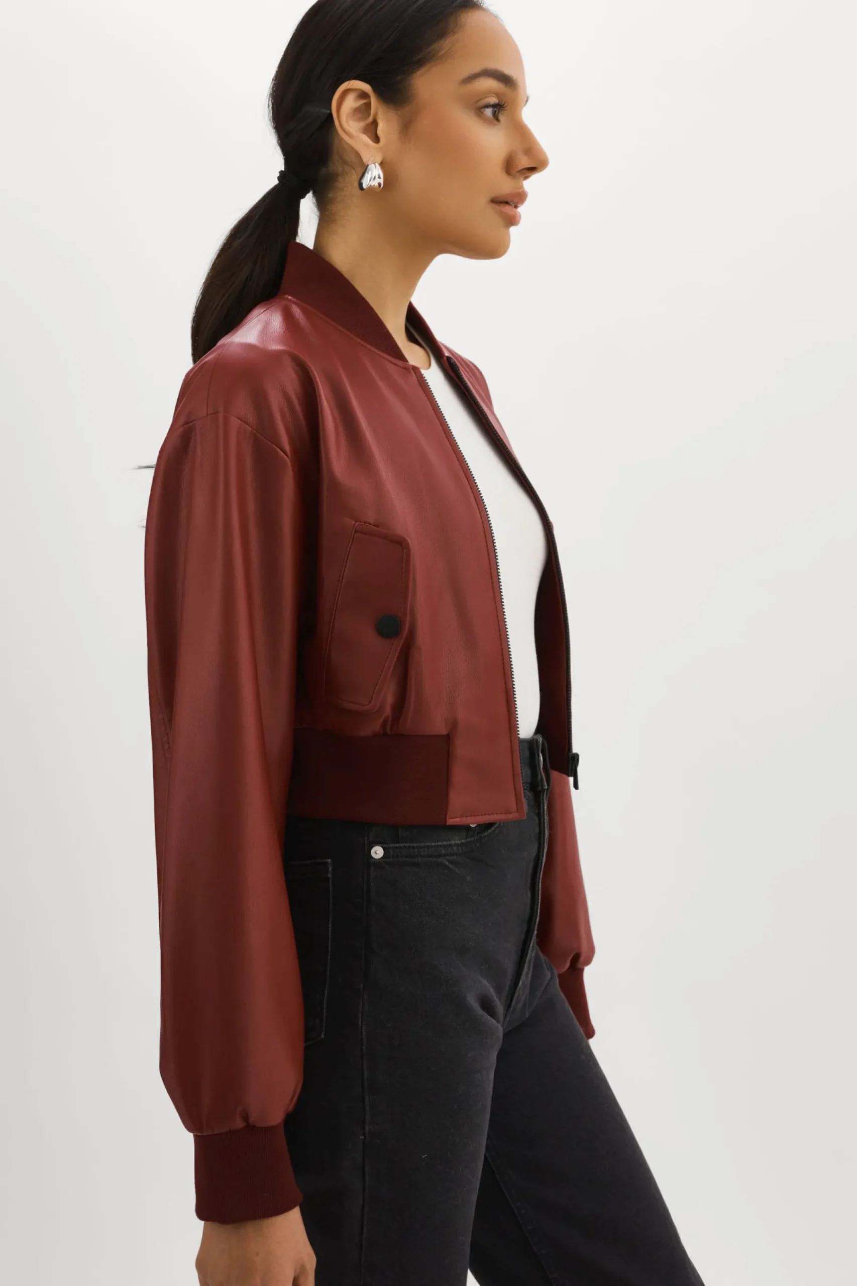 Femme LAMARQUE EVELIN | Bomber Court En Similicuir