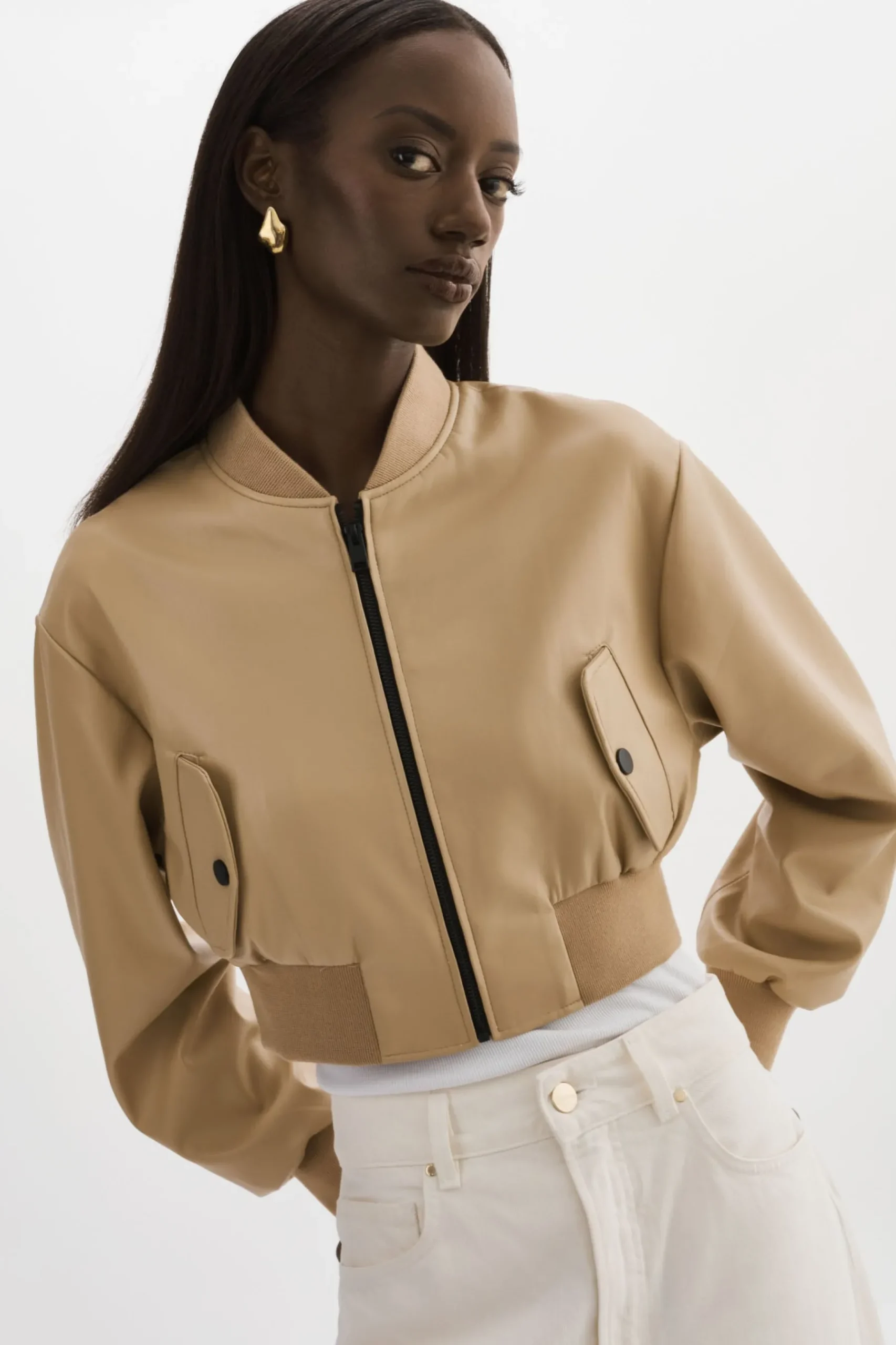 Femme LAMARQUE EVELIN | Bomber Court En Similicuir