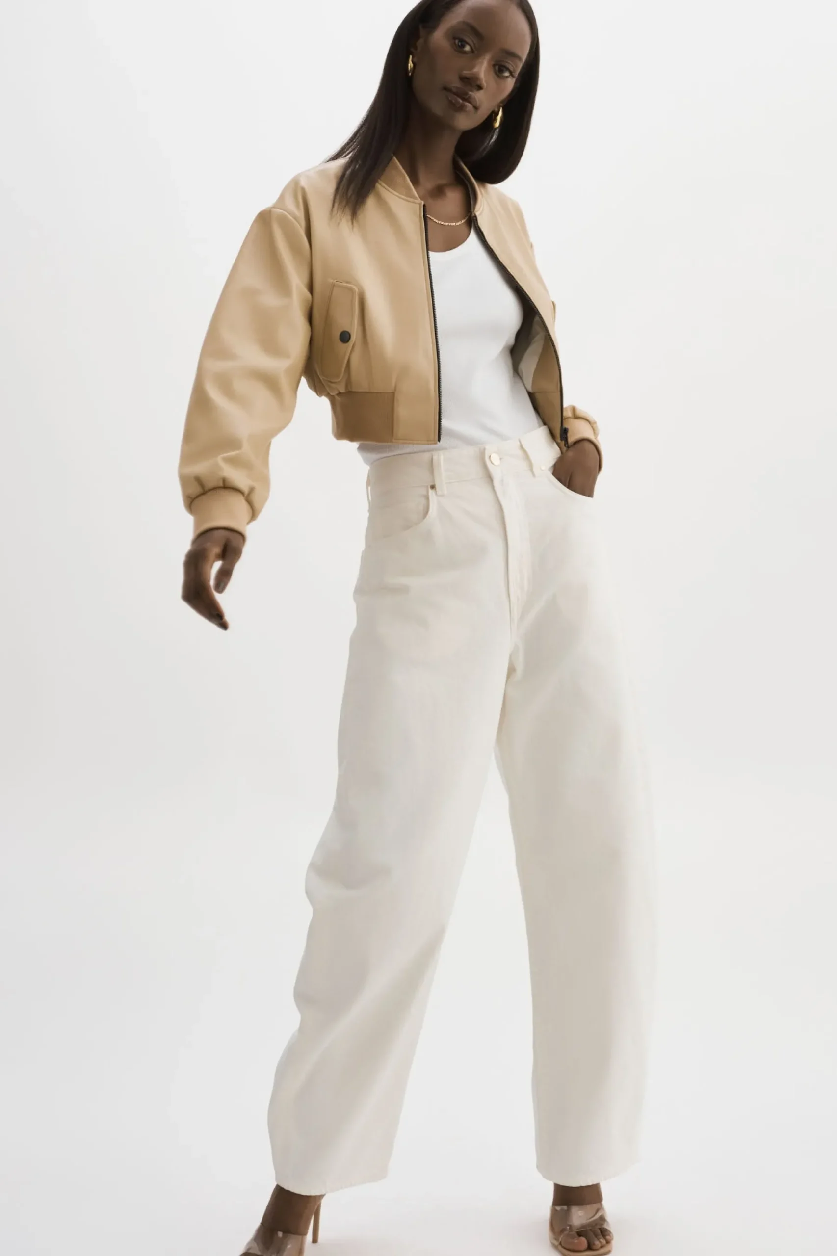 Femme LAMARQUE EVELIN | Bomber Court En Similicuir