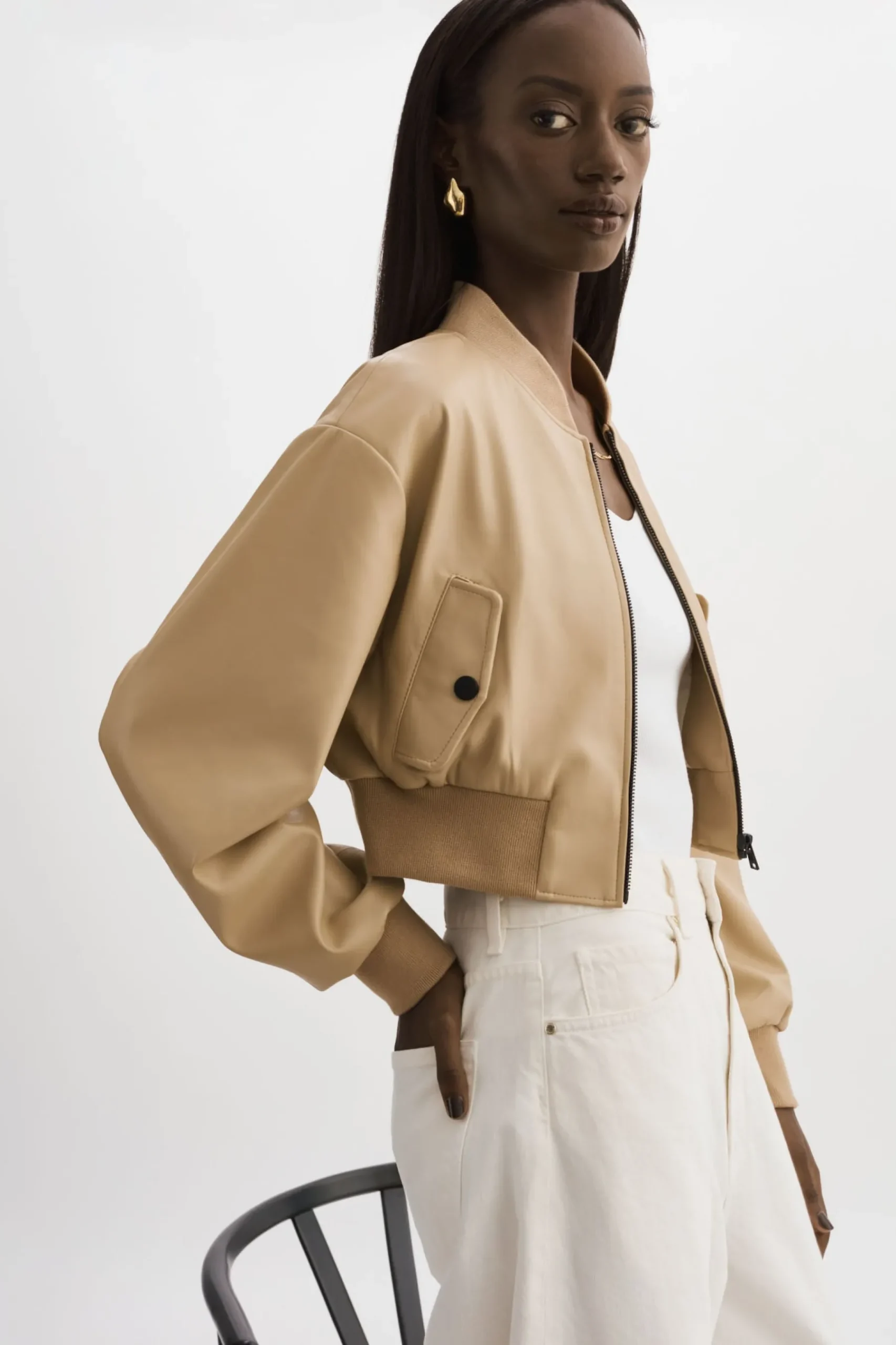 Femme LAMARQUE EVELIN | Bomber Court En Similicuir
