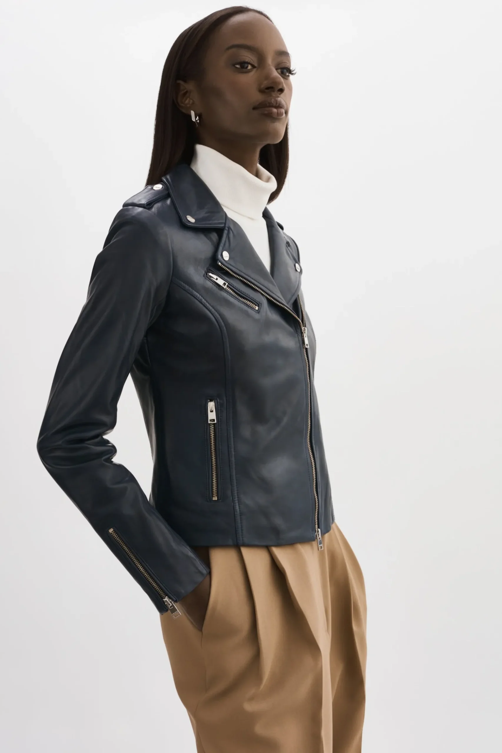 Femme LAMARQUE HARPER Veste Motard En Cuir Ajusté