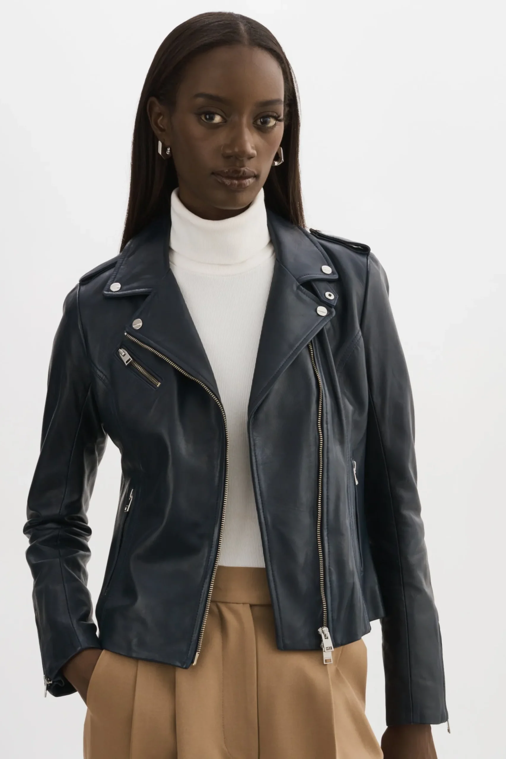 Femme LAMARQUE HARPER Veste Motard En Cuir Ajusté