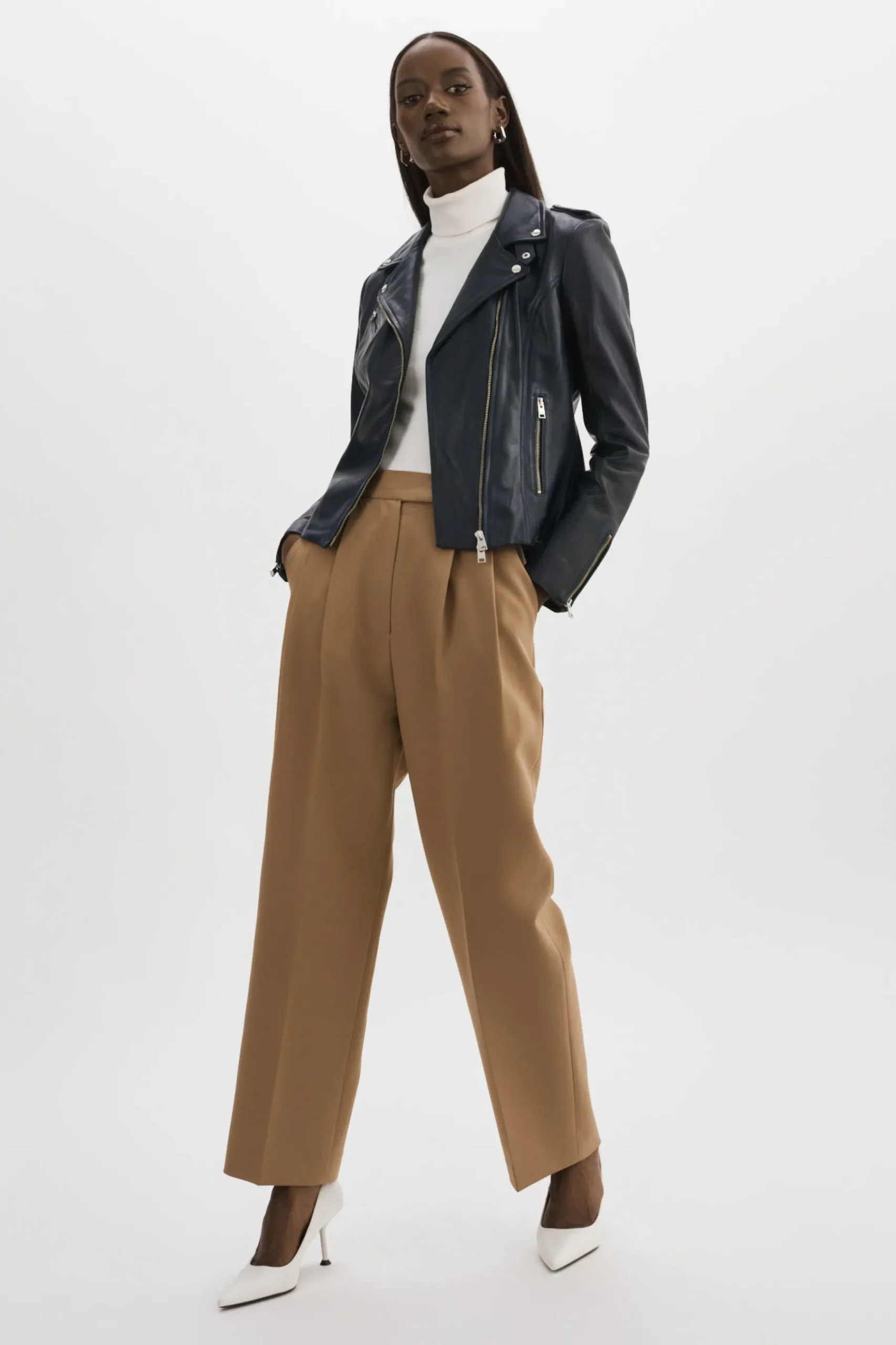 Femme LAMARQUE HARPER Veste Motard En Cuir Ajusté