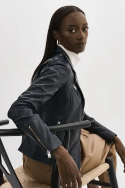 Femme LAMARQUE HARPER Veste Motard En Cuir Ajusté