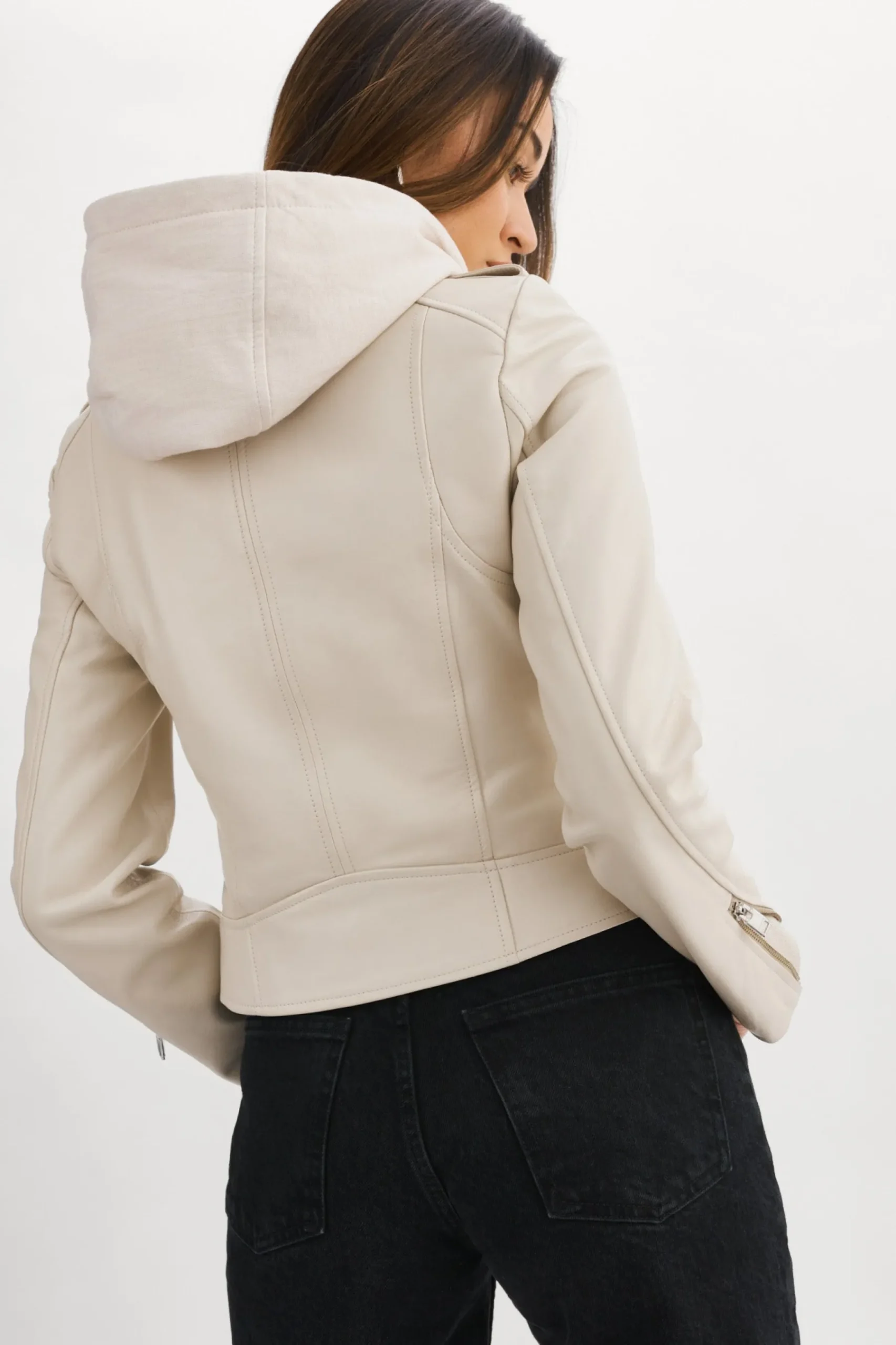 Femme LAMARQUE HOLY | Veste Moto En Cuir Avec Capuchon Amovible