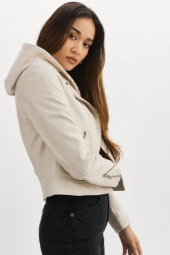 Femme LAMARQUE HOLY | Veste Moto En Cuir Avec Capuchon Amovible