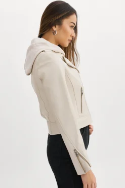 Femme LAMARQUE HOLY | Veste Moto En Cuir Avec Capuchon Amovible