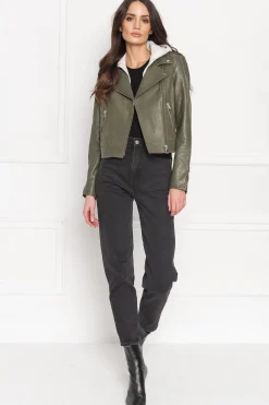 Femme LAMARQUE HOLY | Veste Moto En Cuir Avec Capuchon Amovible