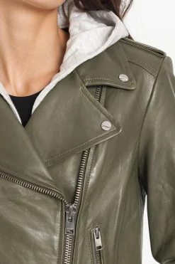 Femme LAMARQUE HOLY | Veste Moto En Cuir Avec Capuchon Amovible