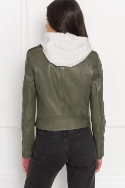 Femme LAMARQUE HOLY | Veste Moto En Cuir Avec Capuchon Amovible