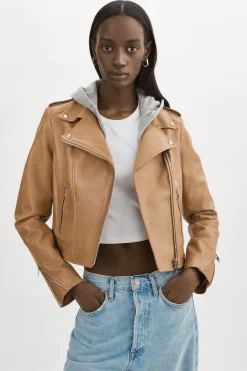 Femme LAMARQUE HOLY | Veste Moto En Cuir Avec Capuchon Amovible
