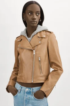 Femme LAMARQUE HOLY | Veste Moto En Cuir Avec Capuchon Amovible
