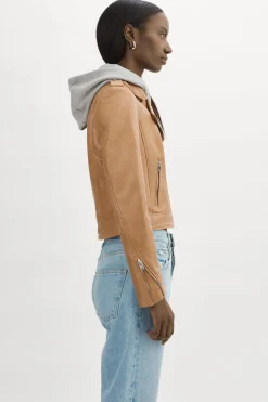 Femme LAMARQUE HOLY | Veste Moto En Cuir Avec Capuchon Amovible