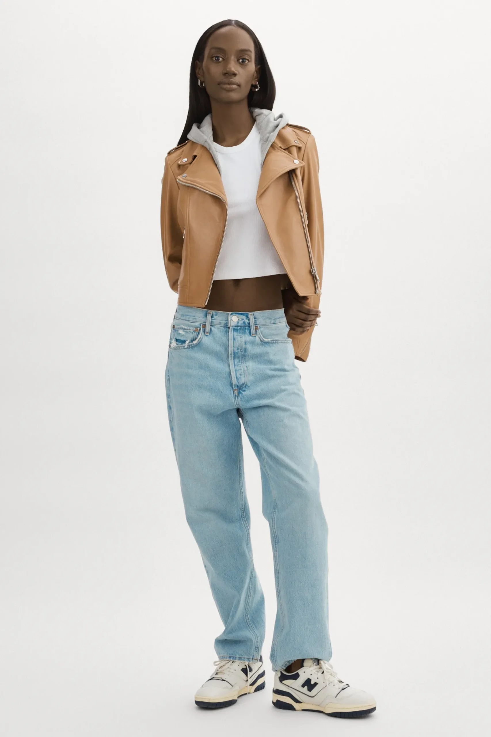 Femme LAMARQUE HOLY | Veste Moto En Cuir Avec Capuchon Amovible