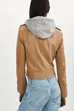 Femme LAMARQUE HOLY | Veste Moto En Cuir Avec Capuchon Amovible