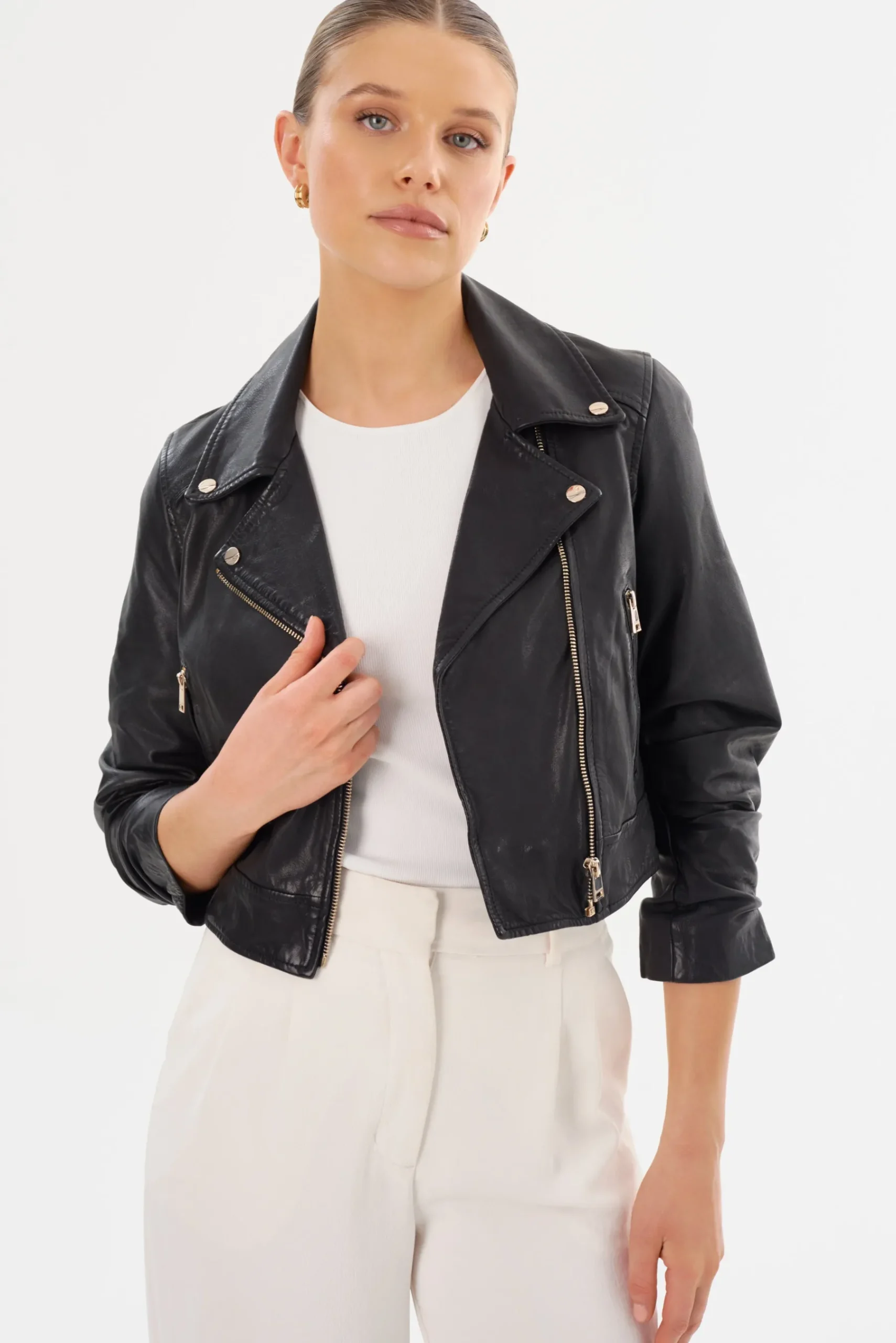 Femme LAMARQUE JANIKA | Veste Motard Courte En Cuir