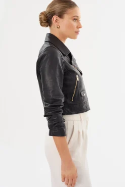 Femme LAMARQUE JANIKA | Veste Motard Courte En Cuir
