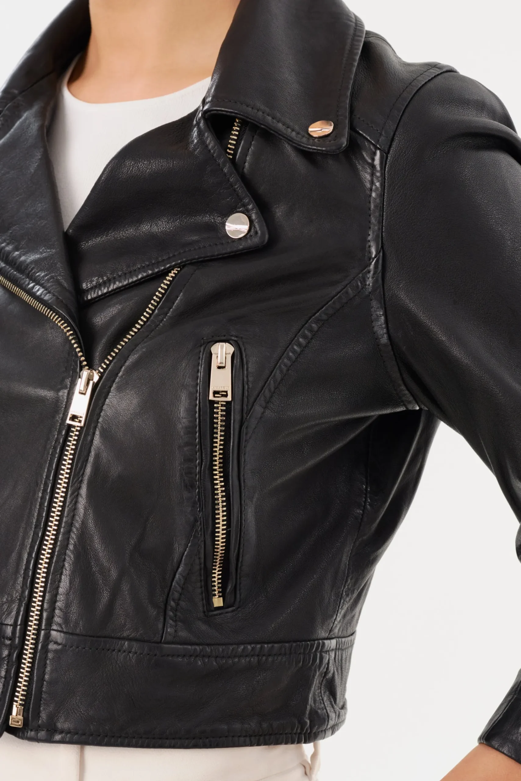 Femme LAMARQUE JANIKA | Veste Motard Courte En Cuir