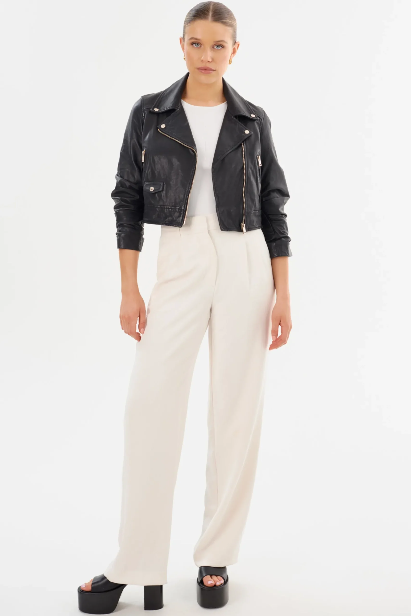 Femme LAMARQUE JANIKA | Veste Motard Courte En Cuir