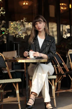 Femme LAMARQUE JANIKA | Veste Motard Courte En Cuir