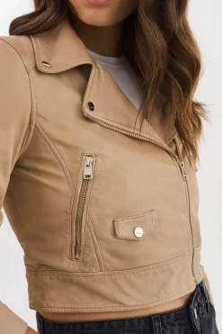 Femme LAMARQUE JANIKA | Veste Motard Courte En Cuir