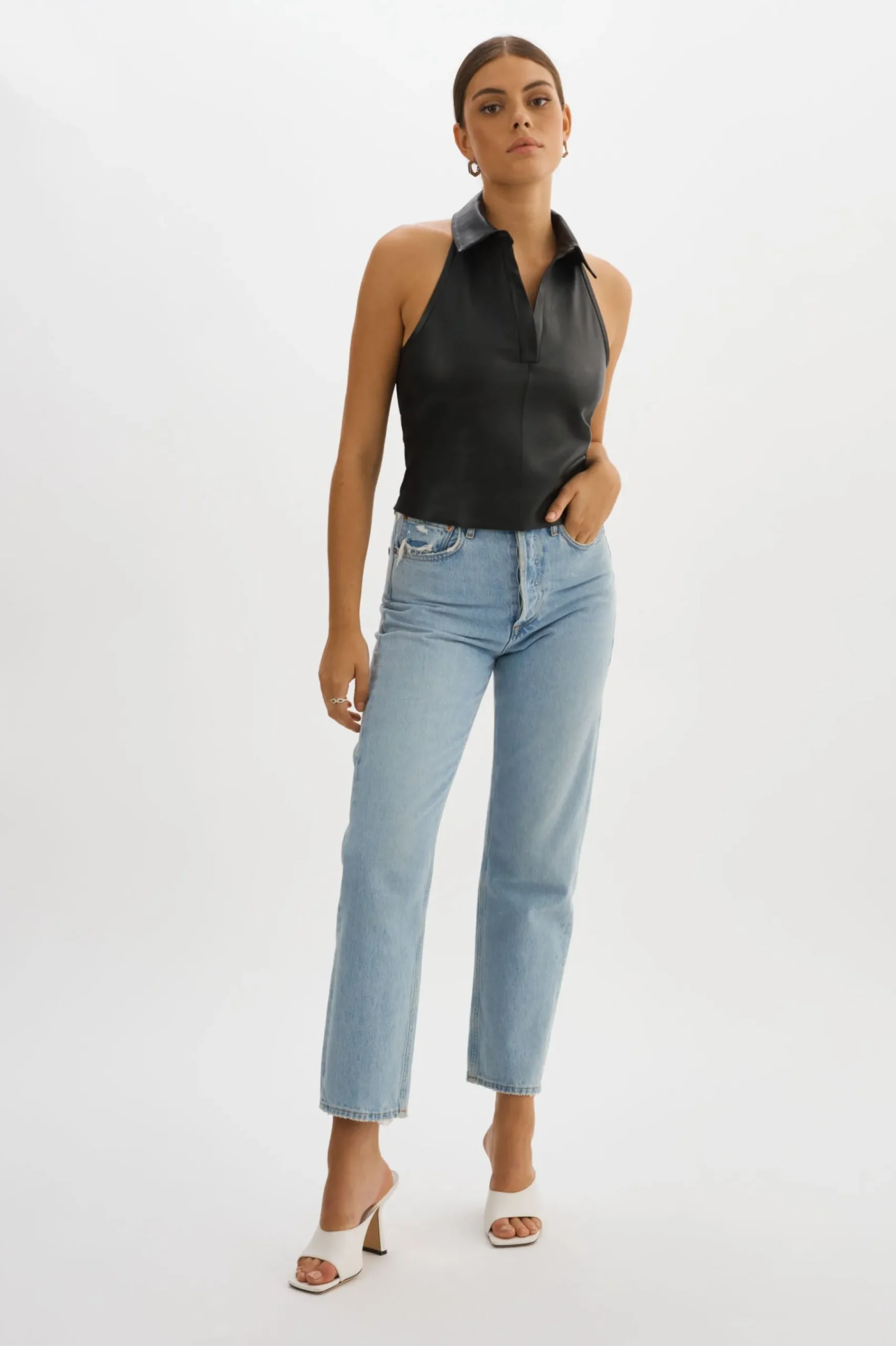 Femme LAMARQUE JULANE | Haut Halterneck En Cuir