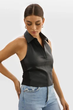 Femme LAMARQUE JULANE | Haut Halterneck En Cuir