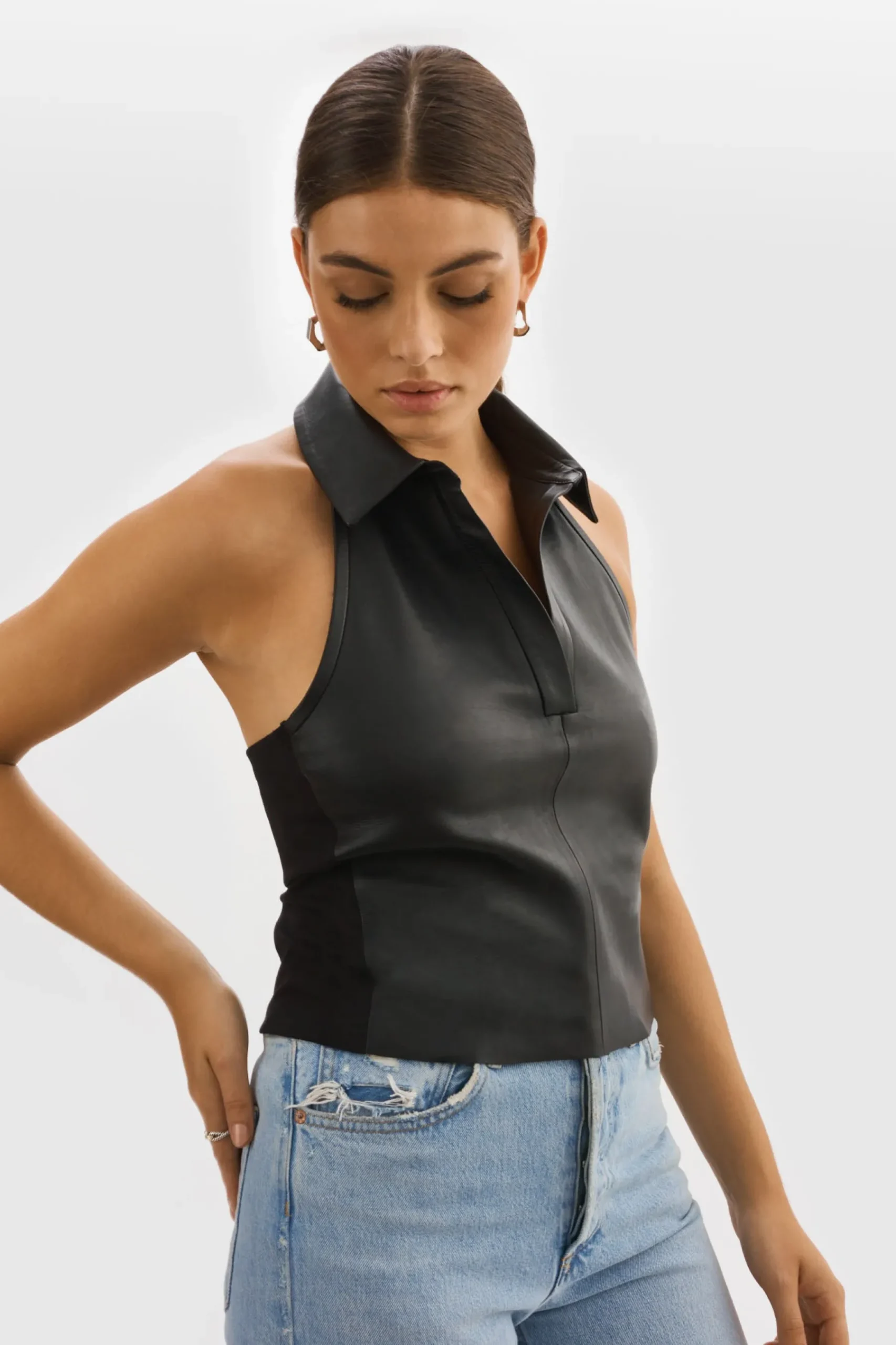 Femme LAMARQUE JULANE | Haut Halterneck En Cuir