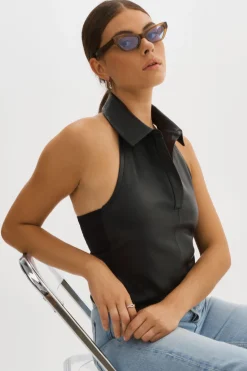 Femme LAMARQUE JULANE | Haut Halterneck En Cuir
