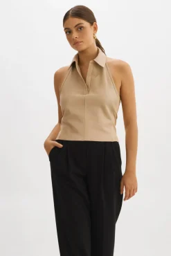 Femme LAMARQUE JULANE | Haut Halterneck En Cuir
