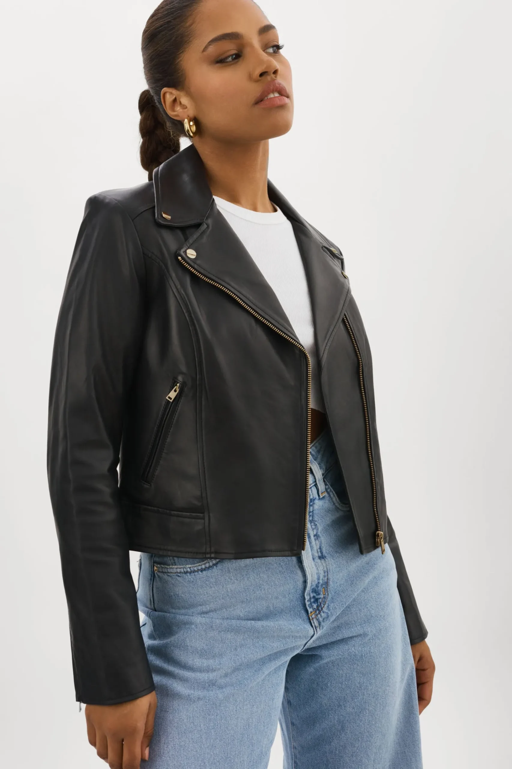 Femme LAMARQUE KELSEY OR | Veste De Motard En Cuir
