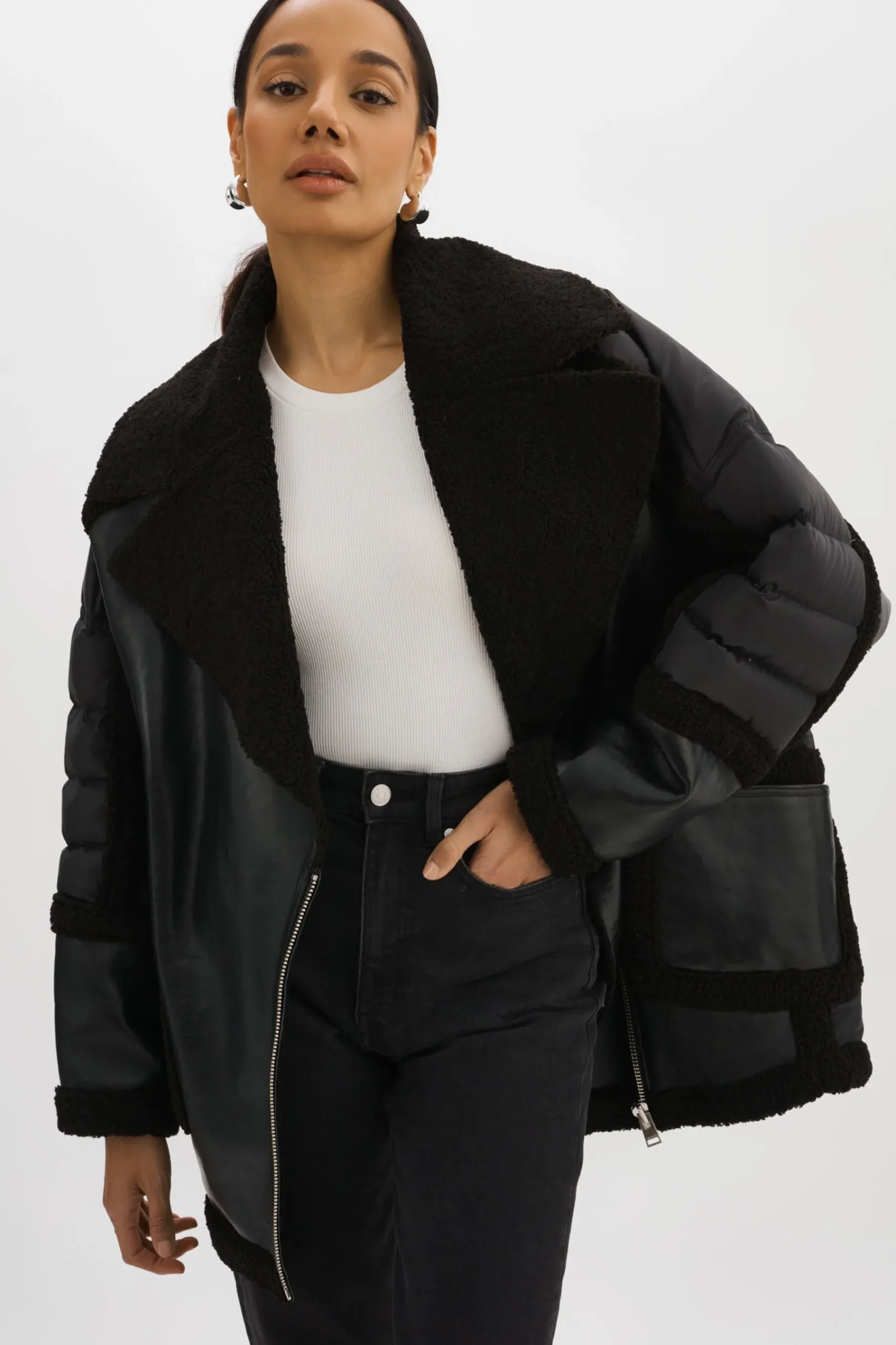 Femme LAMARQUE LISA | Manteau Cocoon Surdimensionné En Matières Mixtes