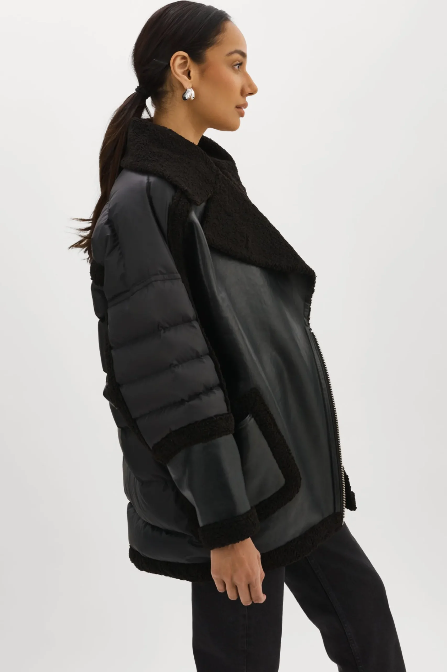 Femme LAMARQUE LISA | Manteau Cocoon Surdimensionné En Matières Mixtes