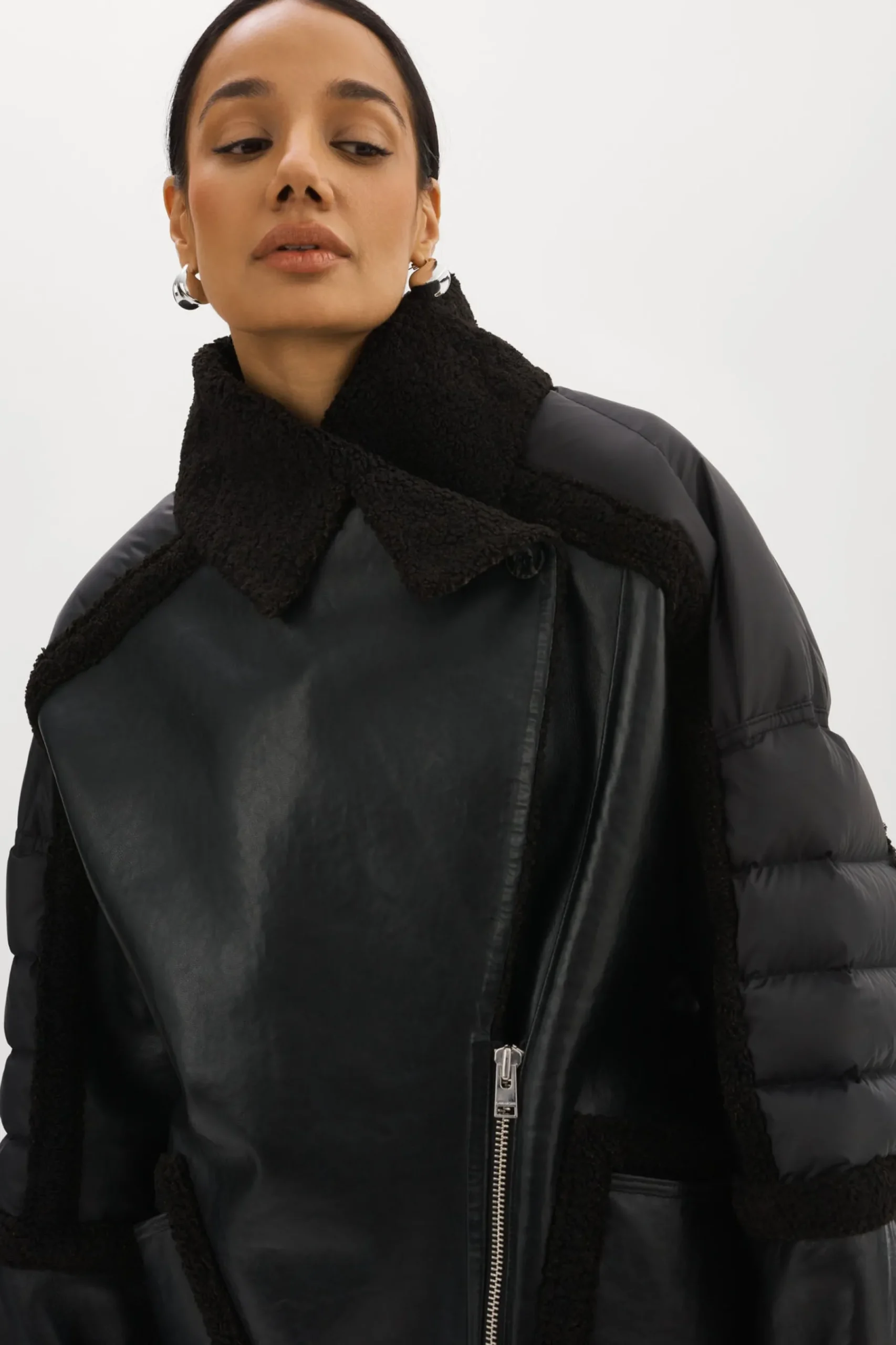 Femme LAMARQUE LISA | Manteau Cocoon Surdimensionné En Matières Mixtes