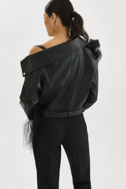 Femme LAMARQUE OBELIA | Veste Moto En Tulle Et Cuir
