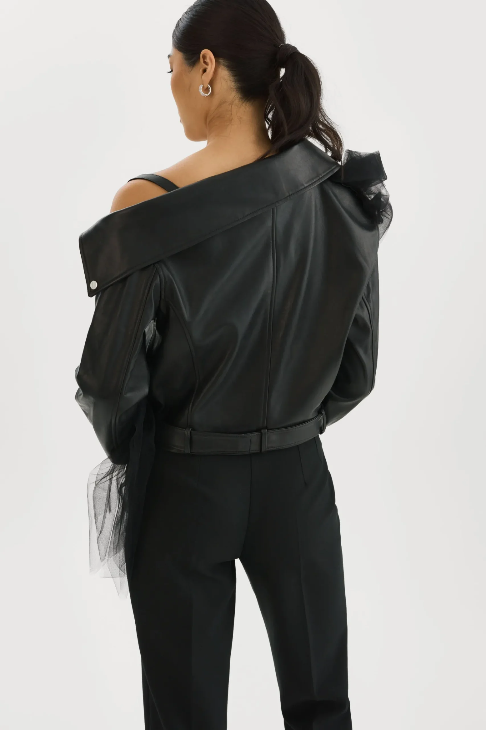 Femme LAMARQUE OBELIA | Veste Moto En Tulle Et Cuir