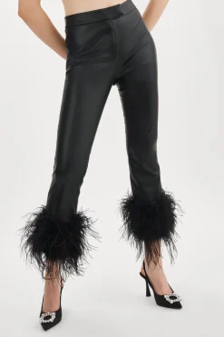 Femme LAMARQUE PAGETTA Pantalon Court Avec Bordure En Plumes