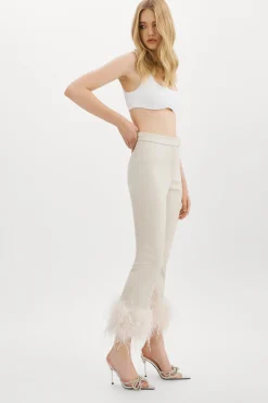 Femme LAMARQUE PAGETTA Pantalon Court Avec Bordure En Plumes