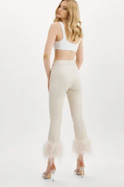 Femme LAMARQUE PAGETTA Pantalon Court Avec Bordure En Plumes