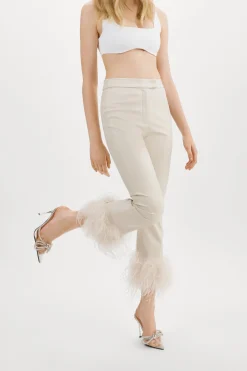 Femme LAMARQUE PAGETTA Pantalon Court Avec Bordure En Plumes