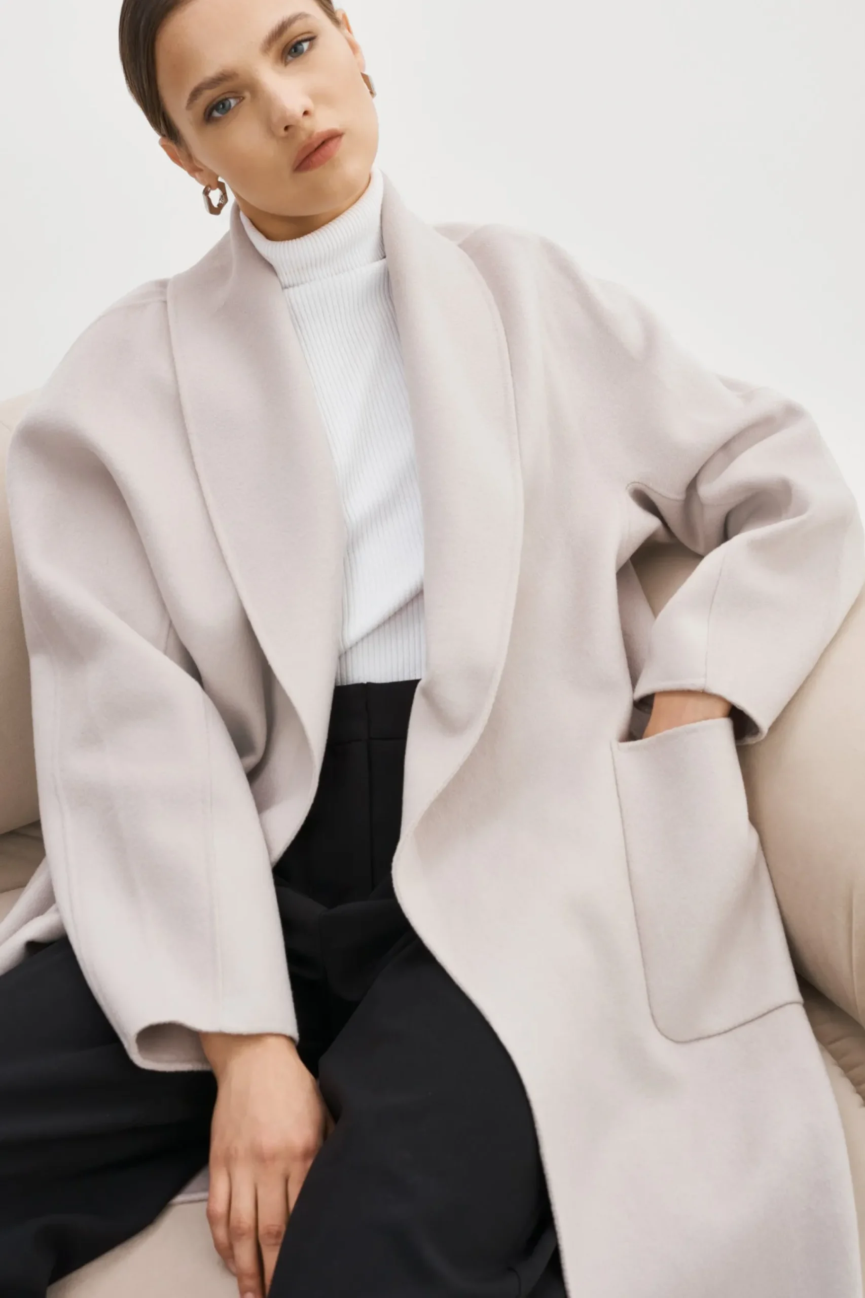 Femme LAMARQUE THARA Manteau En Laine à Col Châle