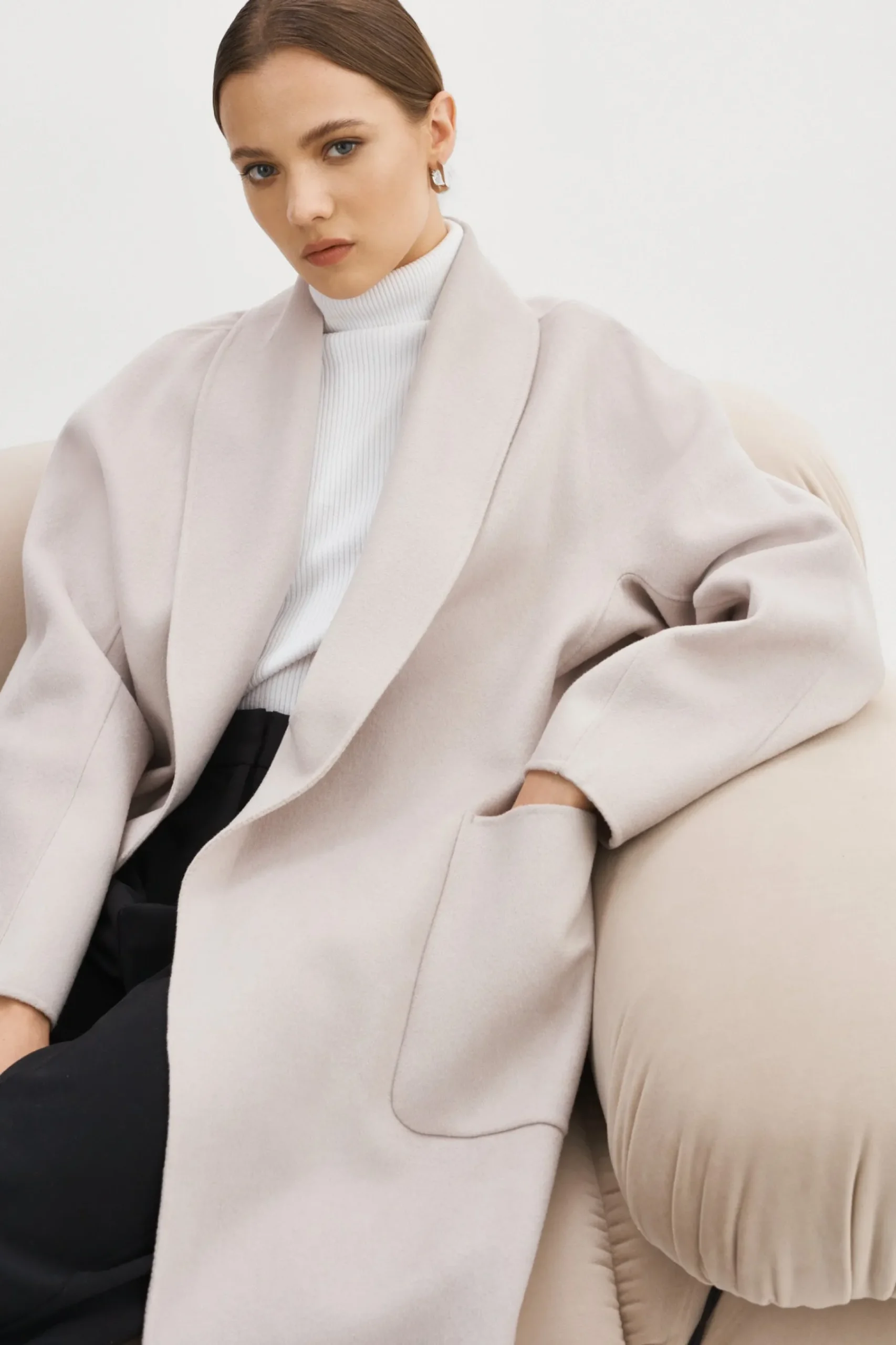 Femme LAMARQUE THARA Manteau En Laine à Col Châle