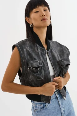 Femme LAMARQUE XAIA | Blouson Aviateur Convertible En Simili Cuir